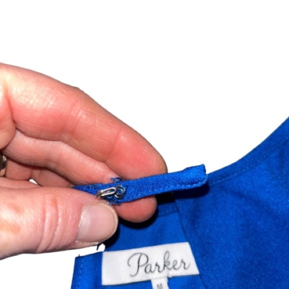 Parker Revolve Blue Sleeveless Halter Silky Brunch Wedding Guest Dress Size M‎ - Picture 6 of 11